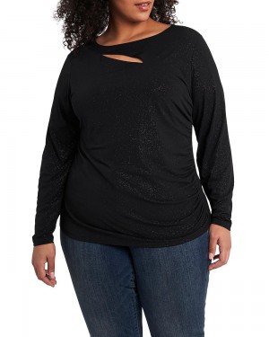 Dámské Topy Vince Camuto Ruched Cutout Jersey (Plus Size) Černé | 8310-PXISZ