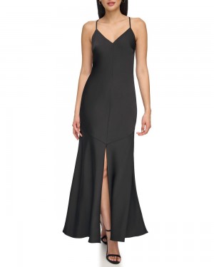 Dámské Šaty Vince Camuto V-Neck Maxi Slip Černé | 3612-MKXYZ