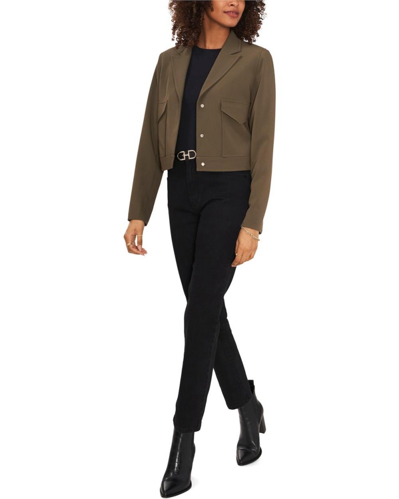 Dámské Blejzr Vince Camuto Cropped Peak-Lapel Světle Olivy Zelené | 5124-ATSEG