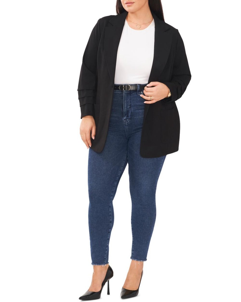Dámské Blejzr Vince Camuto Layered-Cuff Notch-Lapel (Plus Size) Černé | 0428-QEMAP