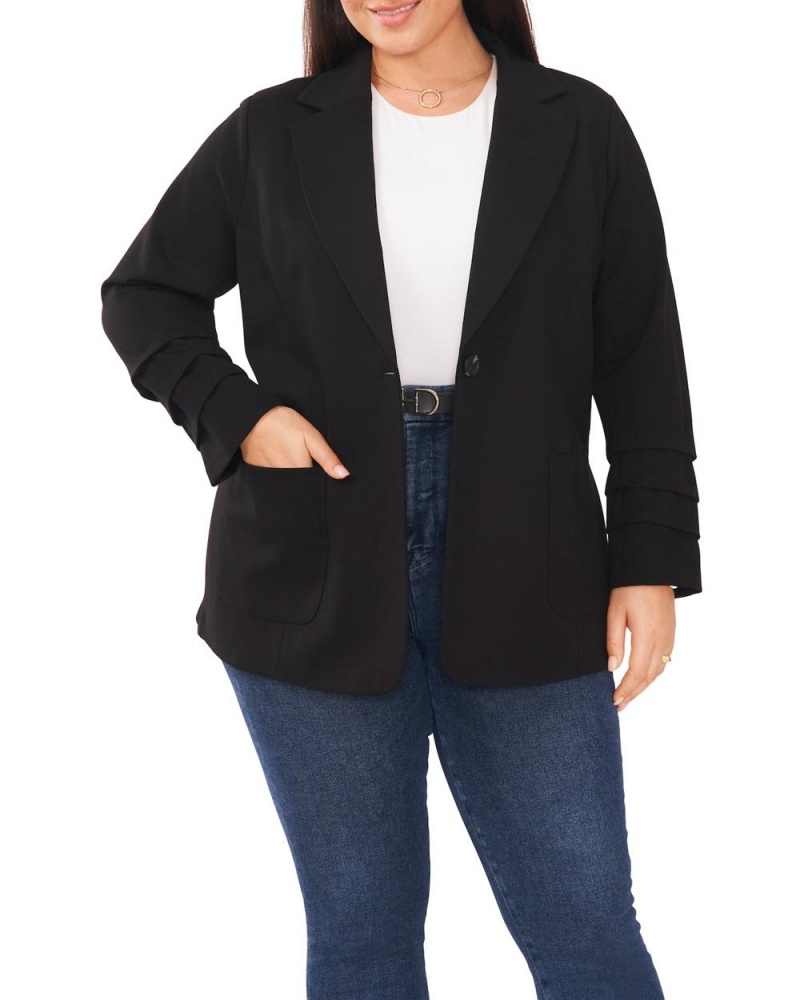 Dámské Blejzr Vince Camuto Layered-Cuff Notch-Lapel (Plus Size) Černé | 0428-QEMAP