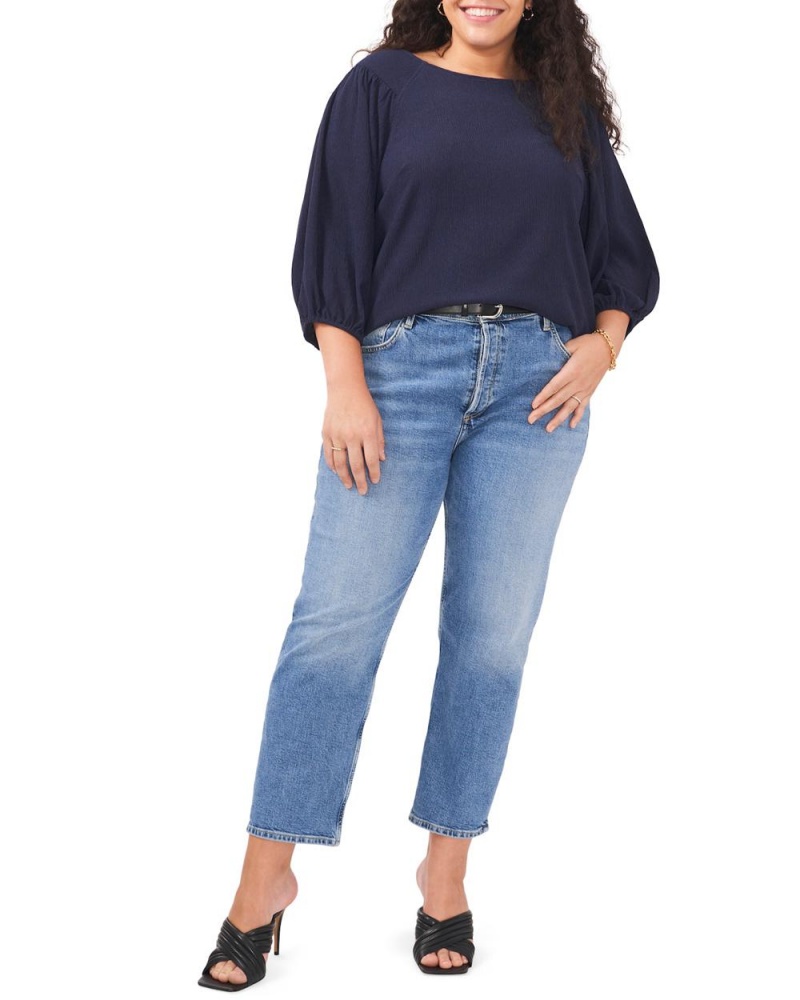 Dámské Halenka Vince Camuto Ruched Puff-Sleeve (Plus Size) Tmavě Blankyt | 7205-CHMLE