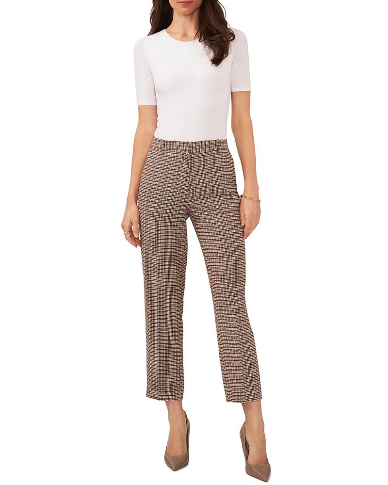 Dámské Kalhoty Vince Camuto Plaid Cropped Rovný-Leg Hnědé | 3576-QEILP