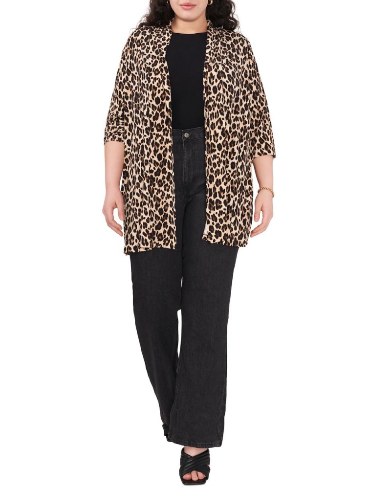 Dámské Kardigan Vince Camuto Leopard-Print Open-Front Cardigan (Plus Size) Černé Leopard | 9634-PSRXG
