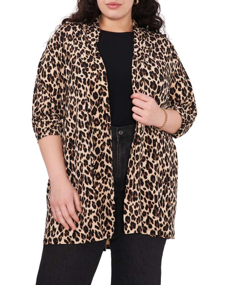 Dámské Kardigan Vince Camuto Leopard-Print Open-Front Cardigan (Plus Size) Černé Leopard | 9634-PSRXG