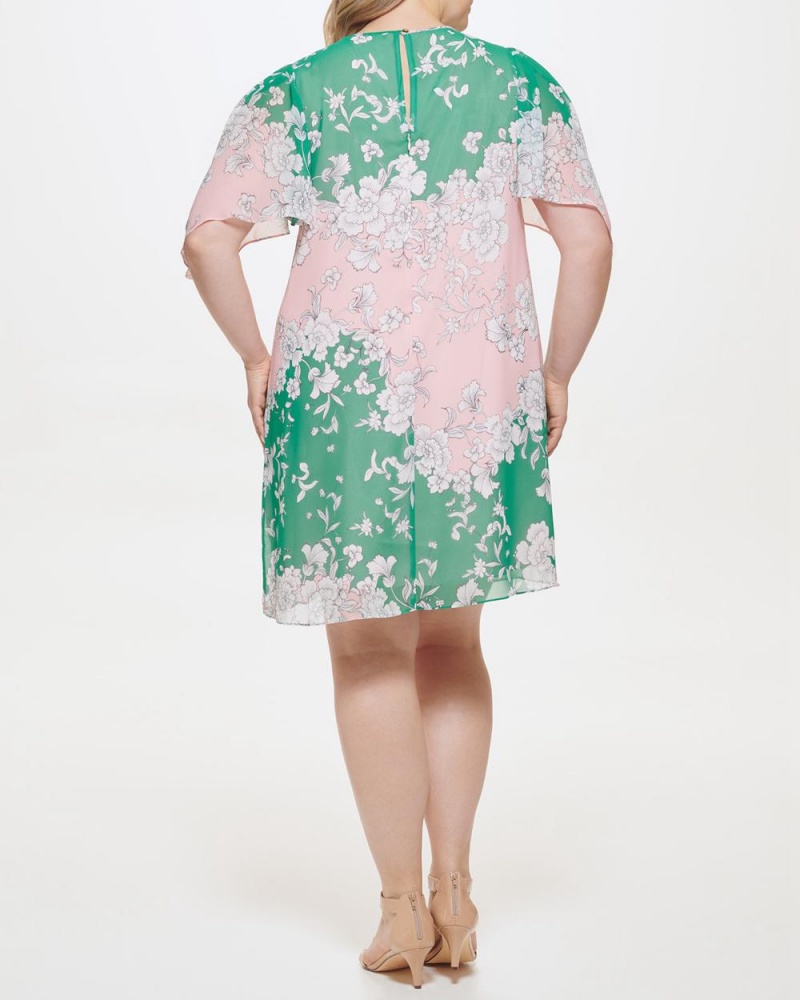Dámské Maxi Šaty Vince Camuto Floral-Print Colorblock (Plus Size) Tmavě Zelene | 8145-RUOEW