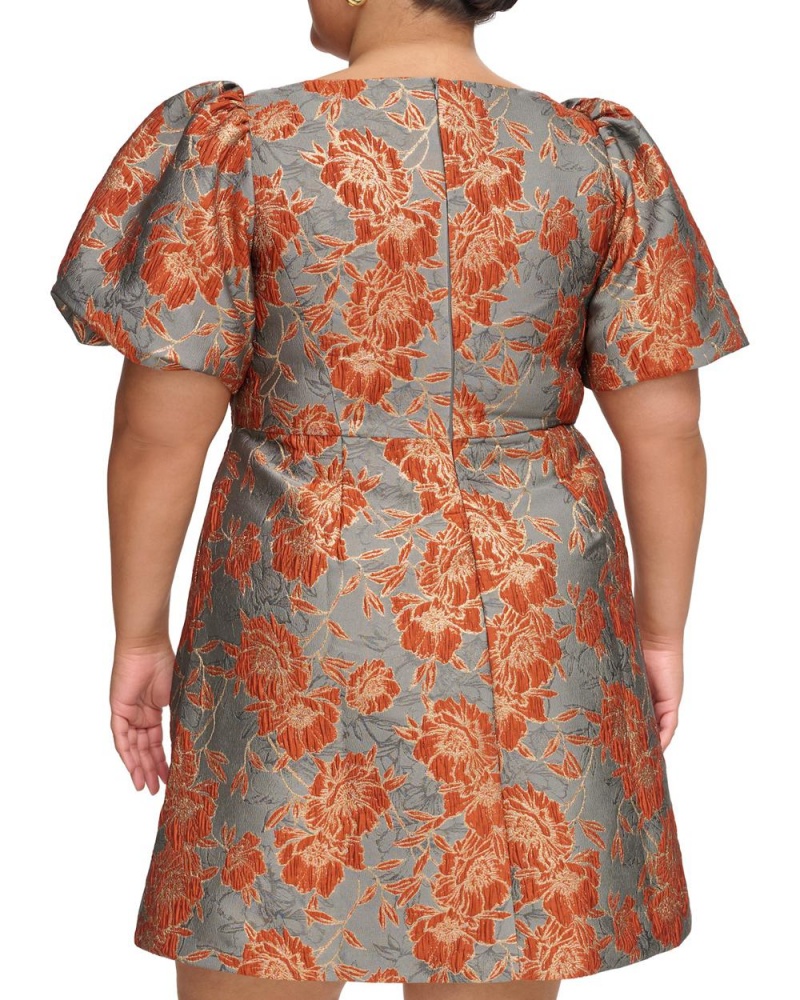 Dámské Maxi Šaty Vince Camuto Jacquard Square-Neck Fit-And-Flare (Plus Size) Šedé | 5184-AXUHI