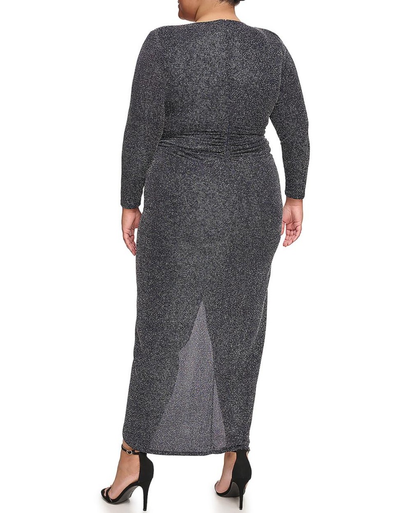 Dámské Maxi Šaty Vince Camuto Metallic-Glitter V-Neck (Plus Size) Tmavě Blankyt | 2675-DRLNK