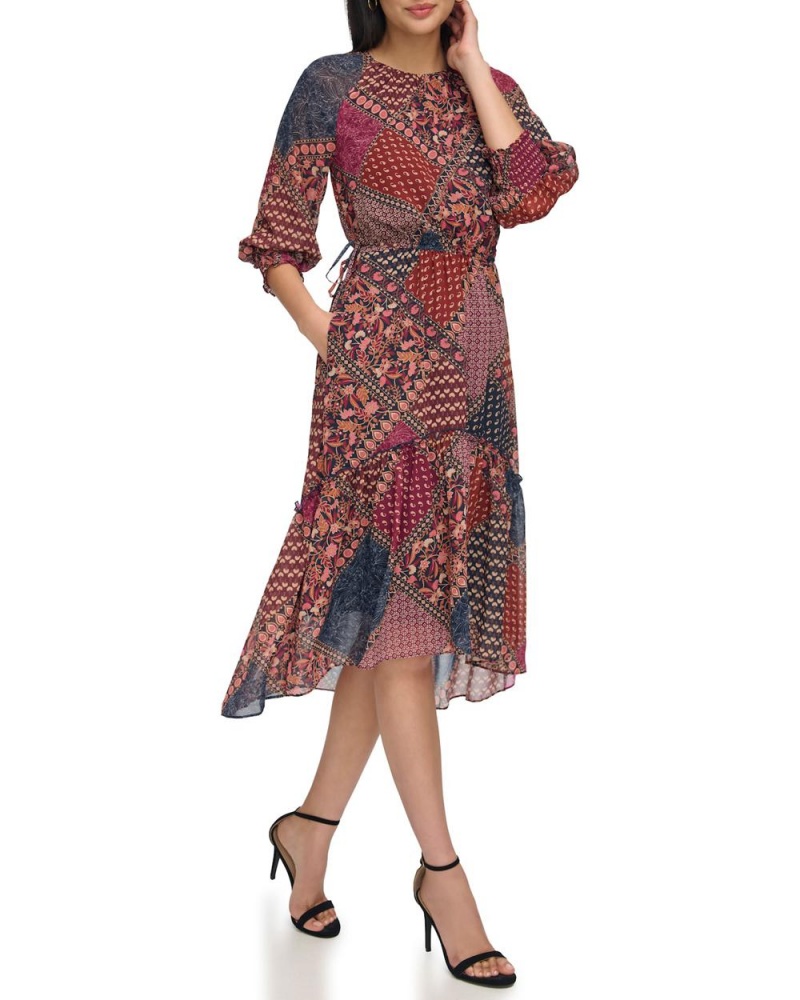 Dámské Midi Šaty Vince Camuto Printed High-Low Blankyt | 0345-TASGX