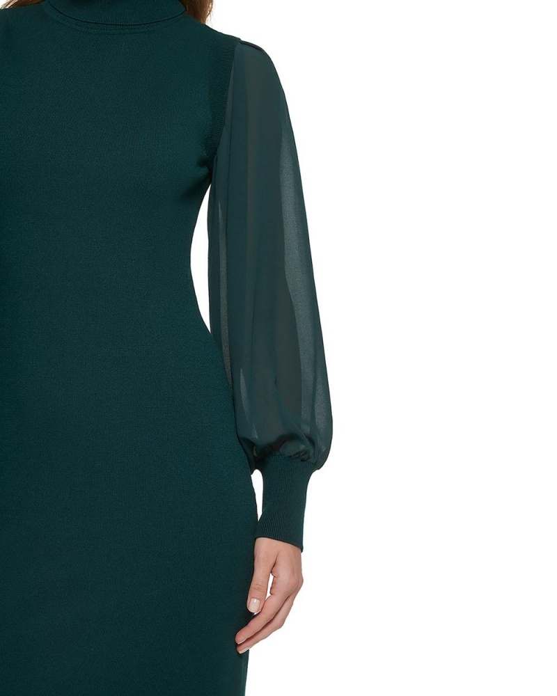 Dámské Mini Šaty Vince Camuto Chiffon-Sleeve Turtleneck Zelene | 5362-MENKR