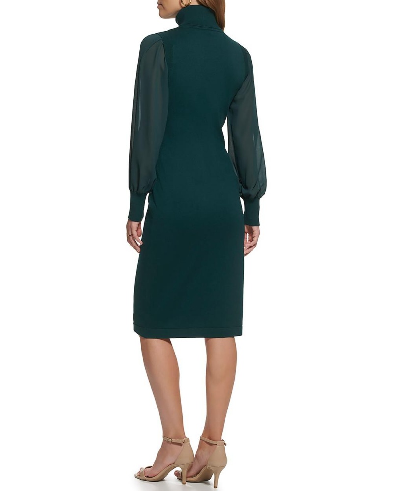 Dámské Mini Šaty Vince Camuto Chiffon-Sleeve Turtleneck Zelene | 5362-MENKR