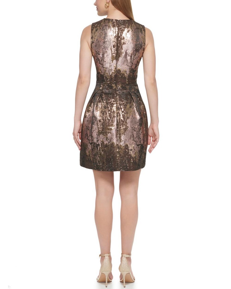 Dámské Mini Šaty Vince Camuto Jacquard Fit-And-Flare Hnědé | 9067-OLSAG