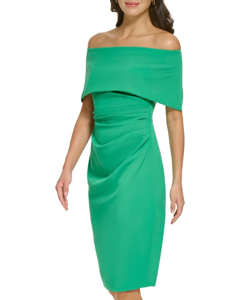 Dámské Mini Šaty Vince Camuto Off-The-Shoulder Sheath Tmavě Zelene | 9542-PHKAU