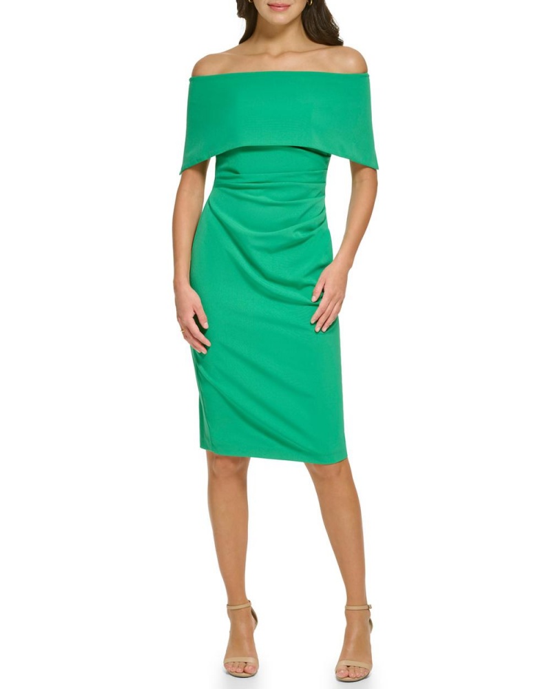 Dámské Mini Šaty Vince Camuto Off-The-Shoulder Sheath Tmavě Zelene | 9542-PHKAU