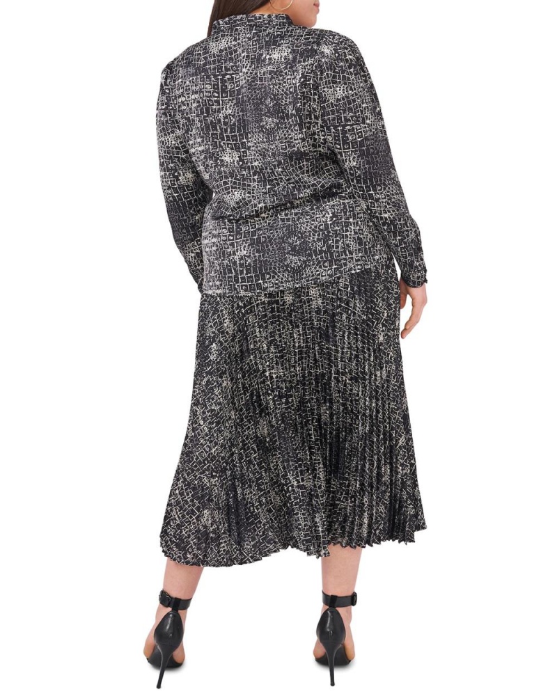 Dámské Sukně Vince Camuto Croc-Print Plisovaný Midi (Plus Size) Černé | 6437-EPSFV