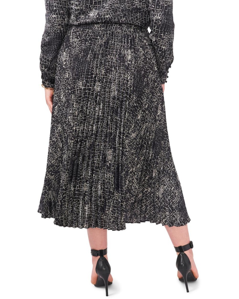 Dámské Sukně Vince Camuto Croc-Print Plisovaný Midi (Plus Size) Černé | 6437-EPSFV