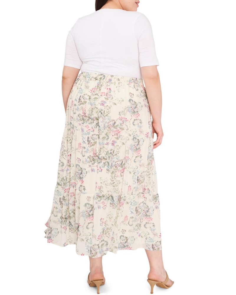 Dámské Sukně Vince Camuto Dandelion-Print Plisovaný Maxi (Plus Size) Bílé | 1685-UDSYK