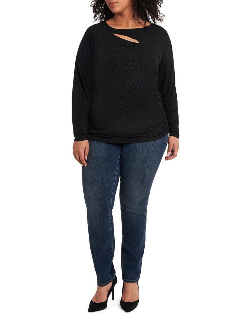 Dámské Topy Vince Camuto Ruched Cutout Jersey (Plus Size) Černé | 8310-PXISZ