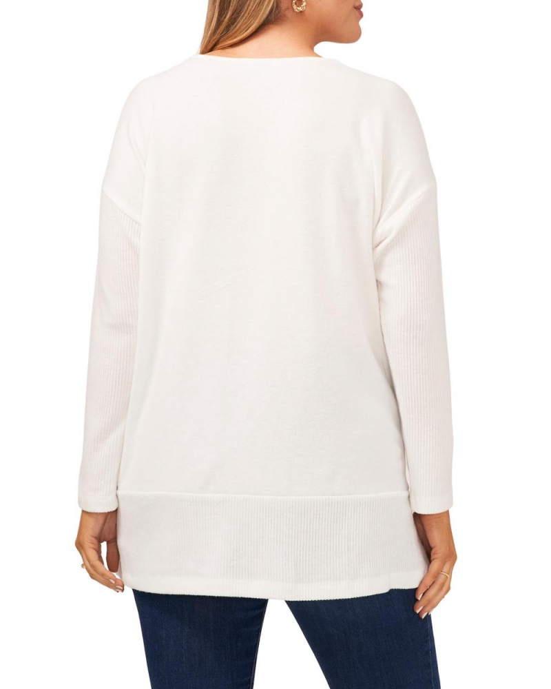 Dámské Topy Vince Camuto Žebrovaný V-Neck (Plus Size) Bílé | 1507-XOKCW