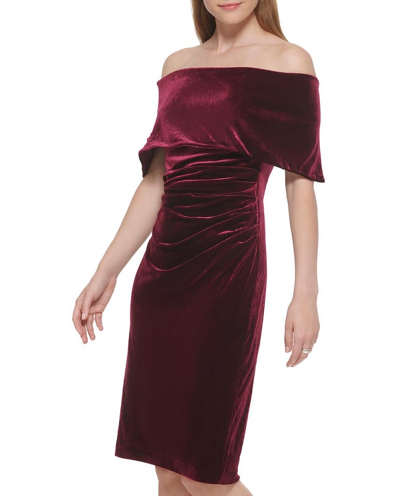 Dámské Šaty Vince Camuto Ruched Off-The-Shoulder Vínové | 9076-AVWLZ