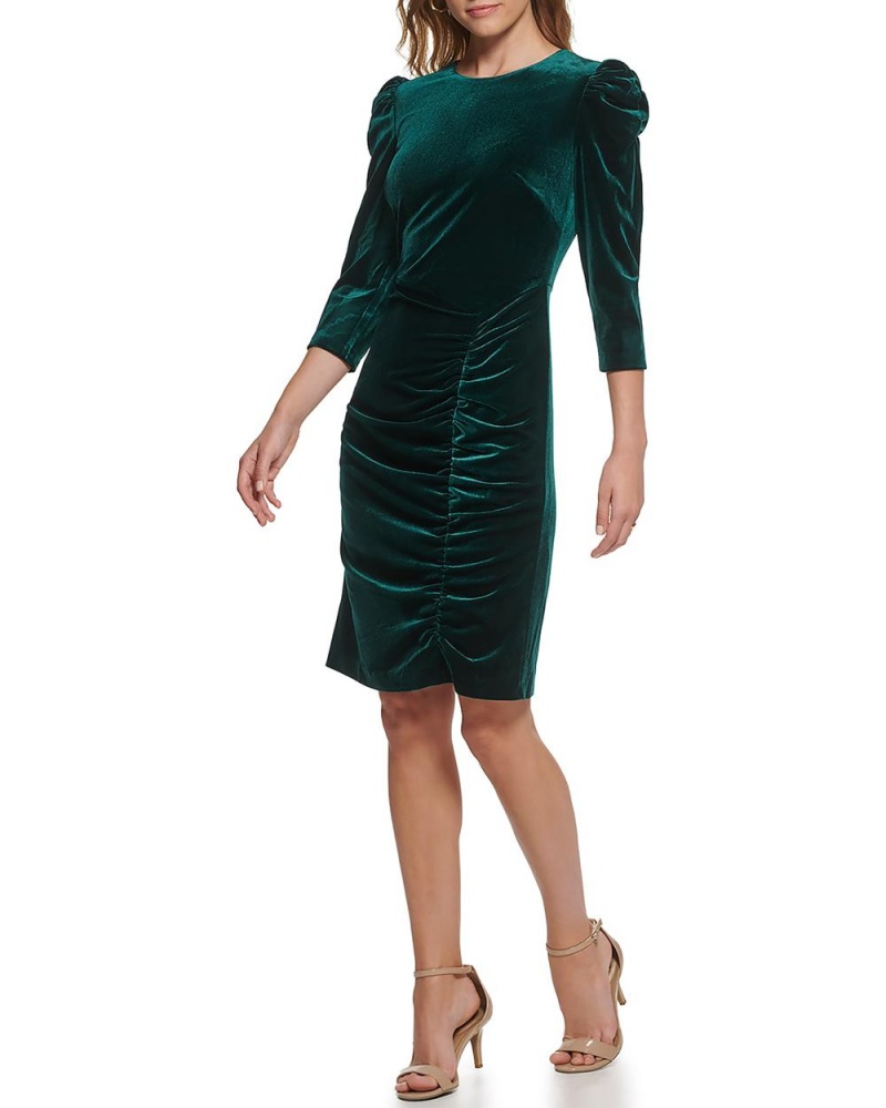Dámské Šaty Vince Camuto Ruched Puff-Shoulder Zelene | 7920-MFISH