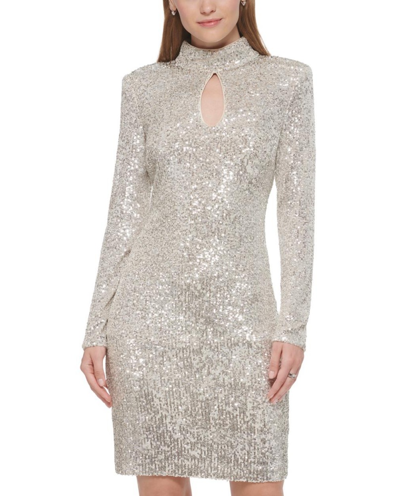 Dámské Šaty Vince Camuto Sequined Cocktail Bílé | 0984-MANQZ