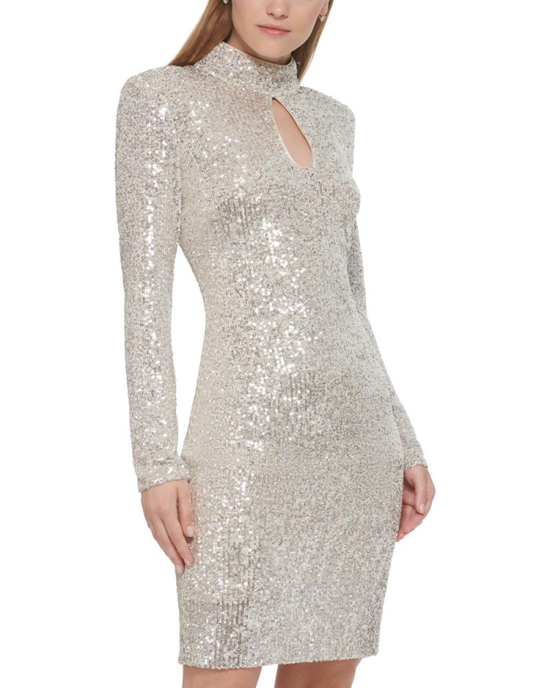 Dámské Šaty Vince Camuto Sequined Cocktail Bílé | 0984-MANQZ