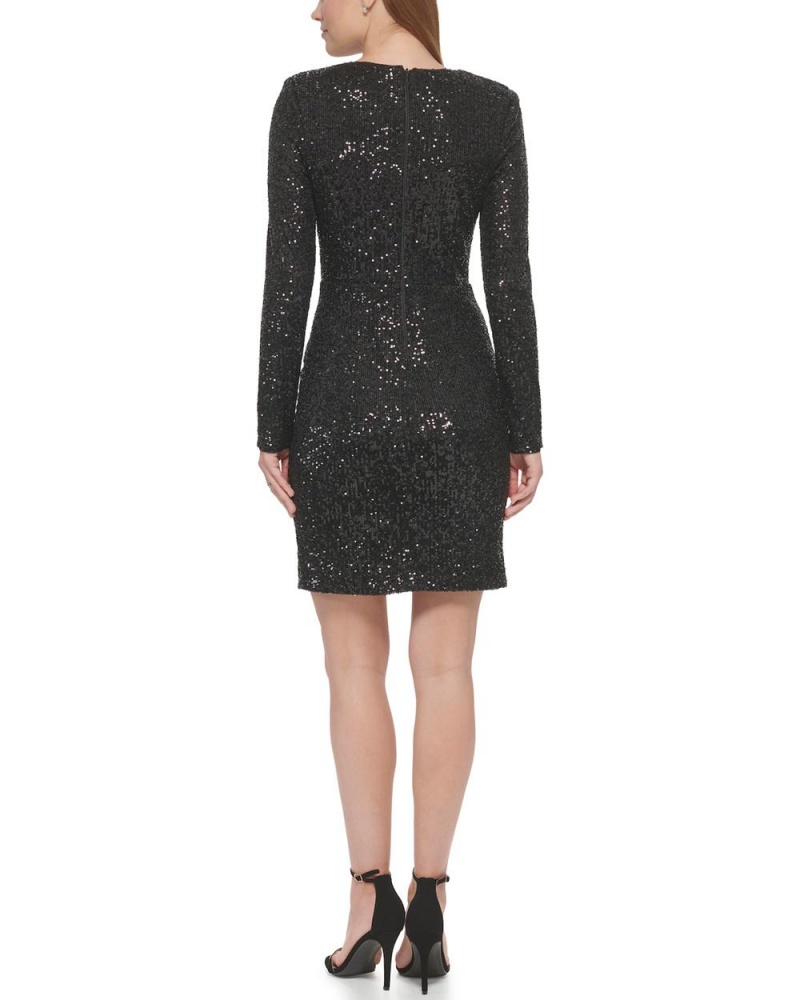 Dámské Šaty Vince Camuto Sequined Twist-Front Černé | 1507-YMFIS