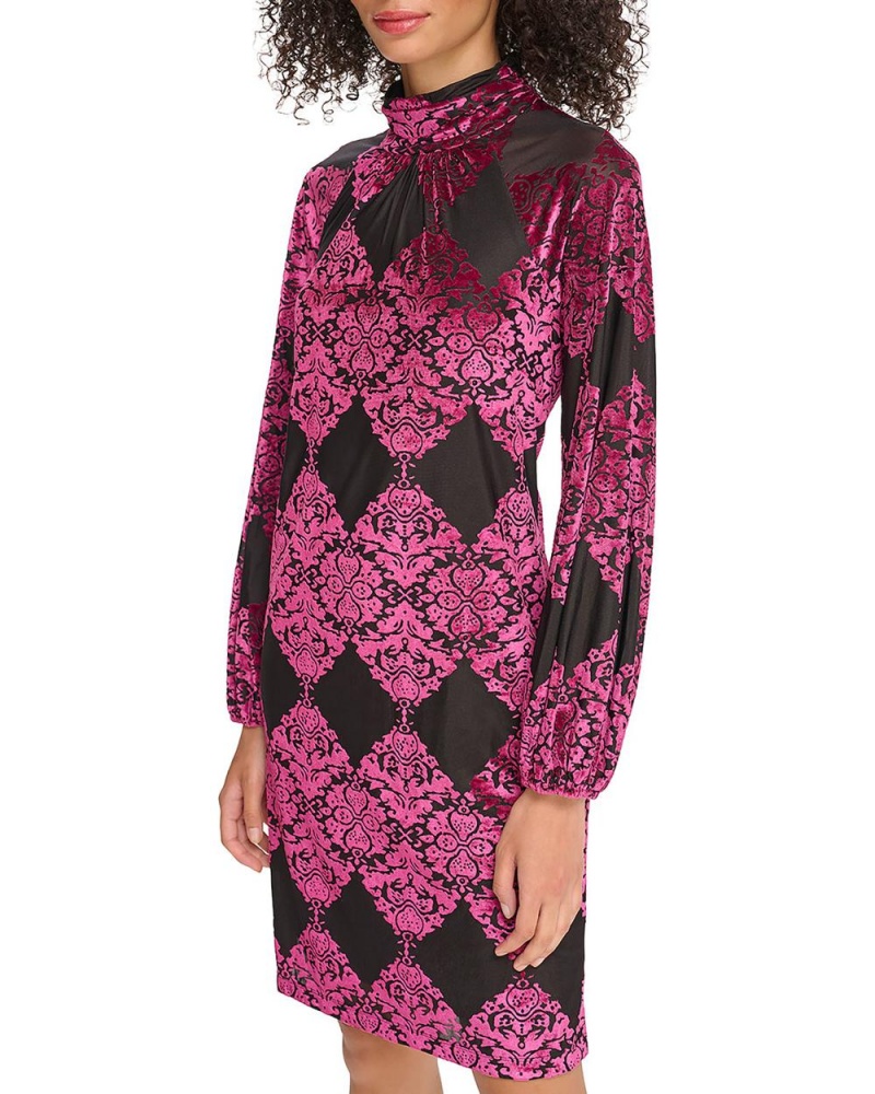 Dámské Šaty Vince Camuto Velvet Devore Roll-Neck Vínové | 8465-OCXPV
